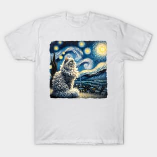 Selkirk Rex Starry Night Inspired - Artistic Cat T-Shirt